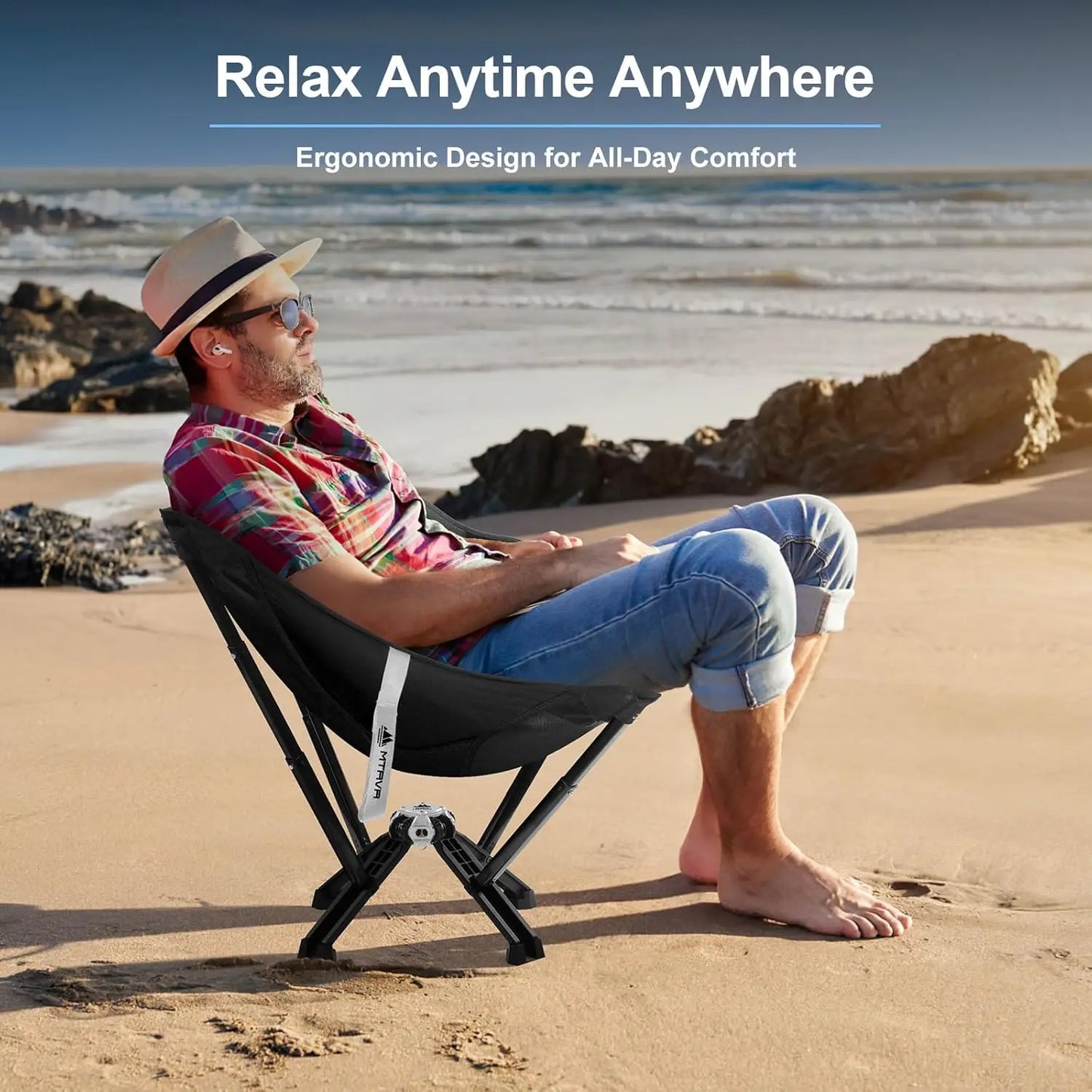 Portable Camping Chairs, Collapses to Size of Water Bottle, Lightweight Small Folding Chairs for Camping, Lawn, Travel, Picnics