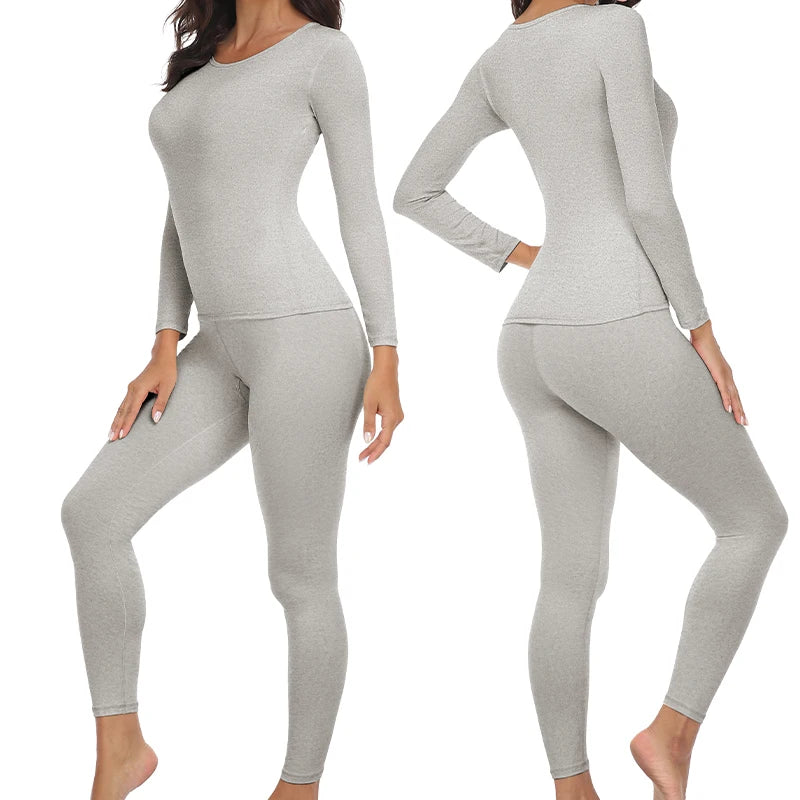 Women Thermal Underwear Set Long Johns Base Layer Set Warm Top Bottom for Winter Soft Round neck Lingerie Keep Warm Base Layer