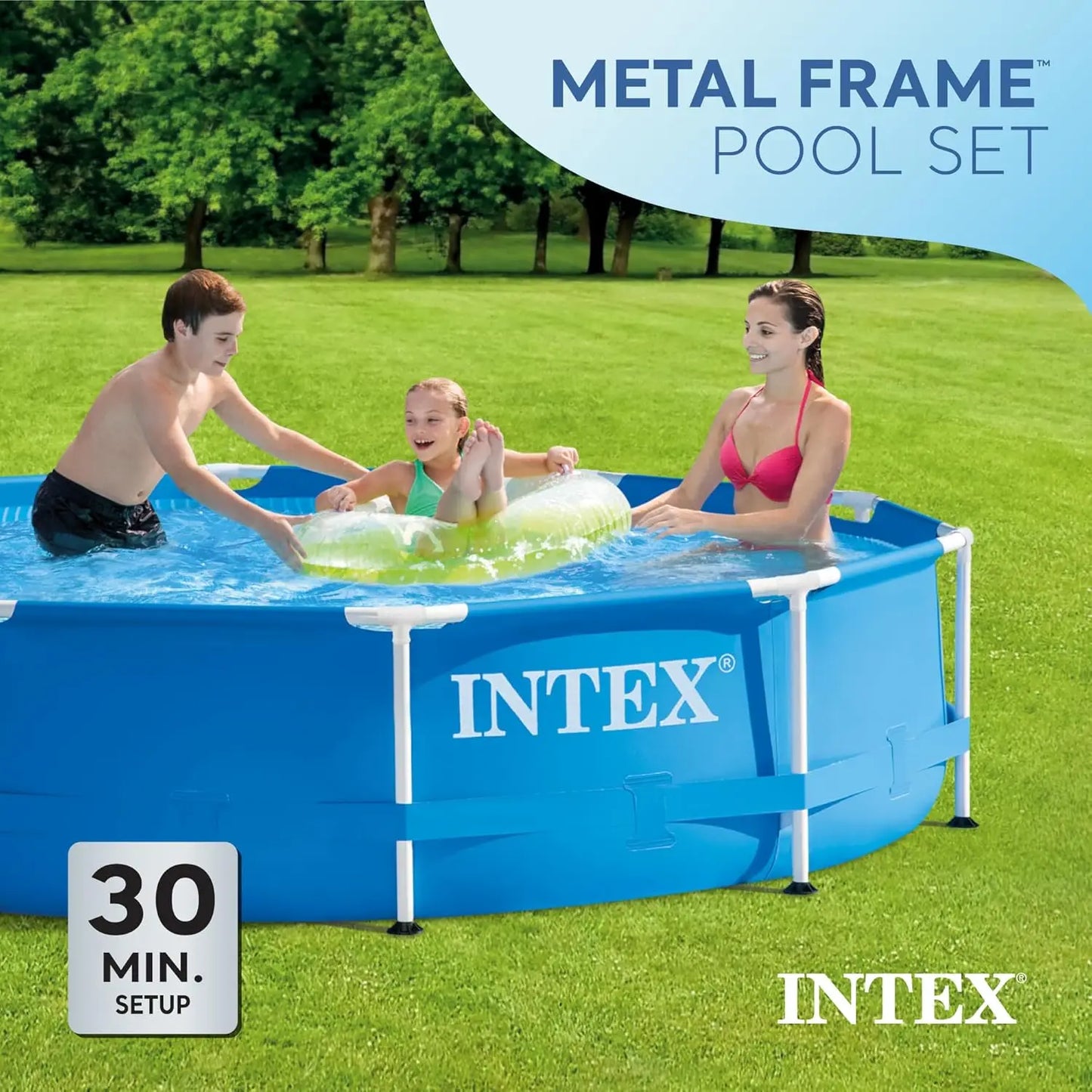 10ft x 30in Round Metal Frame Above Ground Pool Set with Filter Pump and Ladder