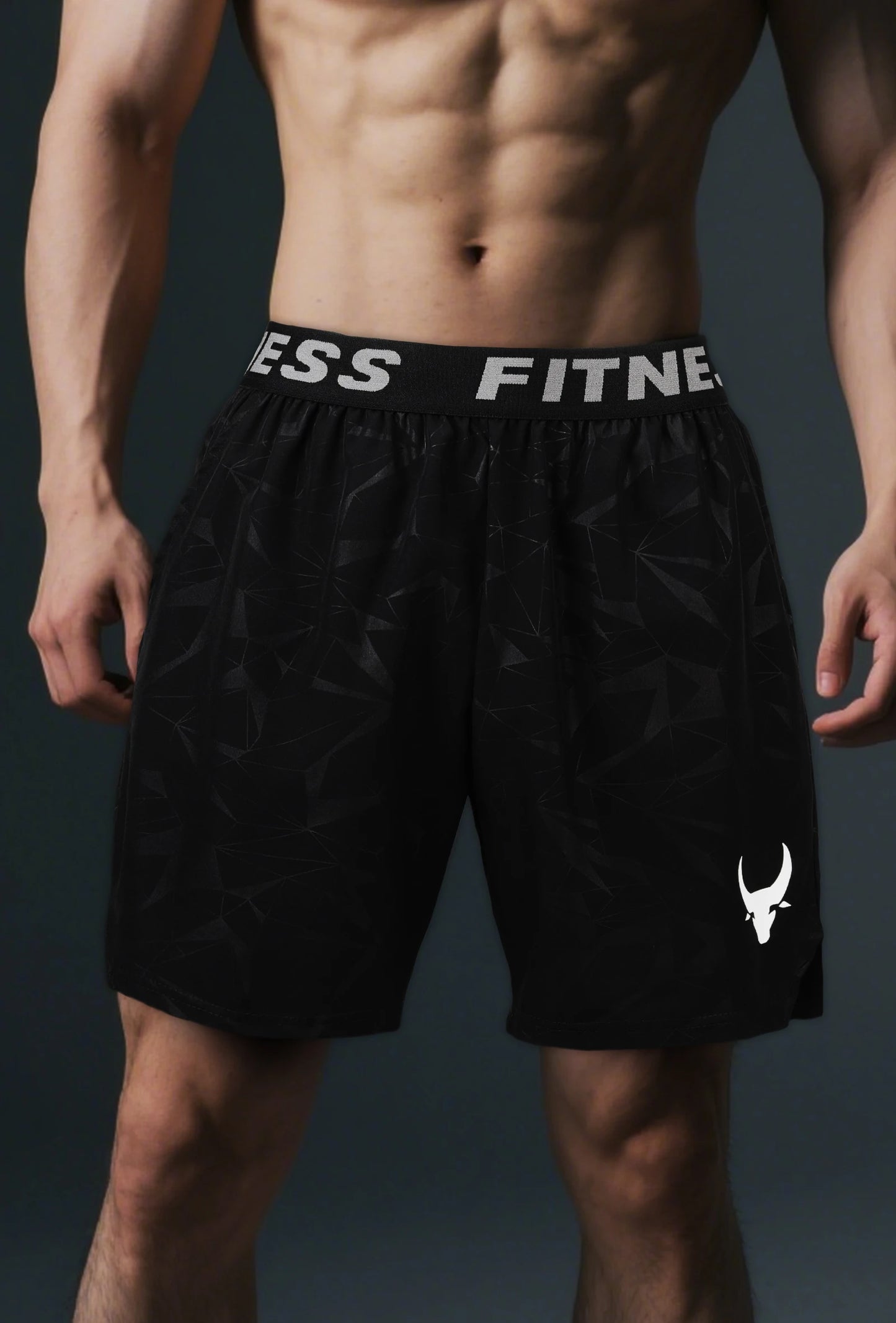 Men'S Athletic Quick-Dry Casual Elastic Waistband Shorts Set with Geometric Print Summer Sports Wear