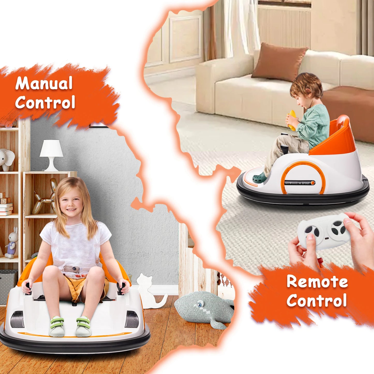 12V Ride On Bumper Car for Kids Ride on Toy Gifts Toddlers Electric Bumping Car with Remote Control, Battery Display, LED Lights