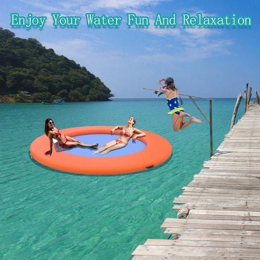 Spot 2025 new round floating ring inflatable floating platform suitable for swimming pool sea hammock new improved design