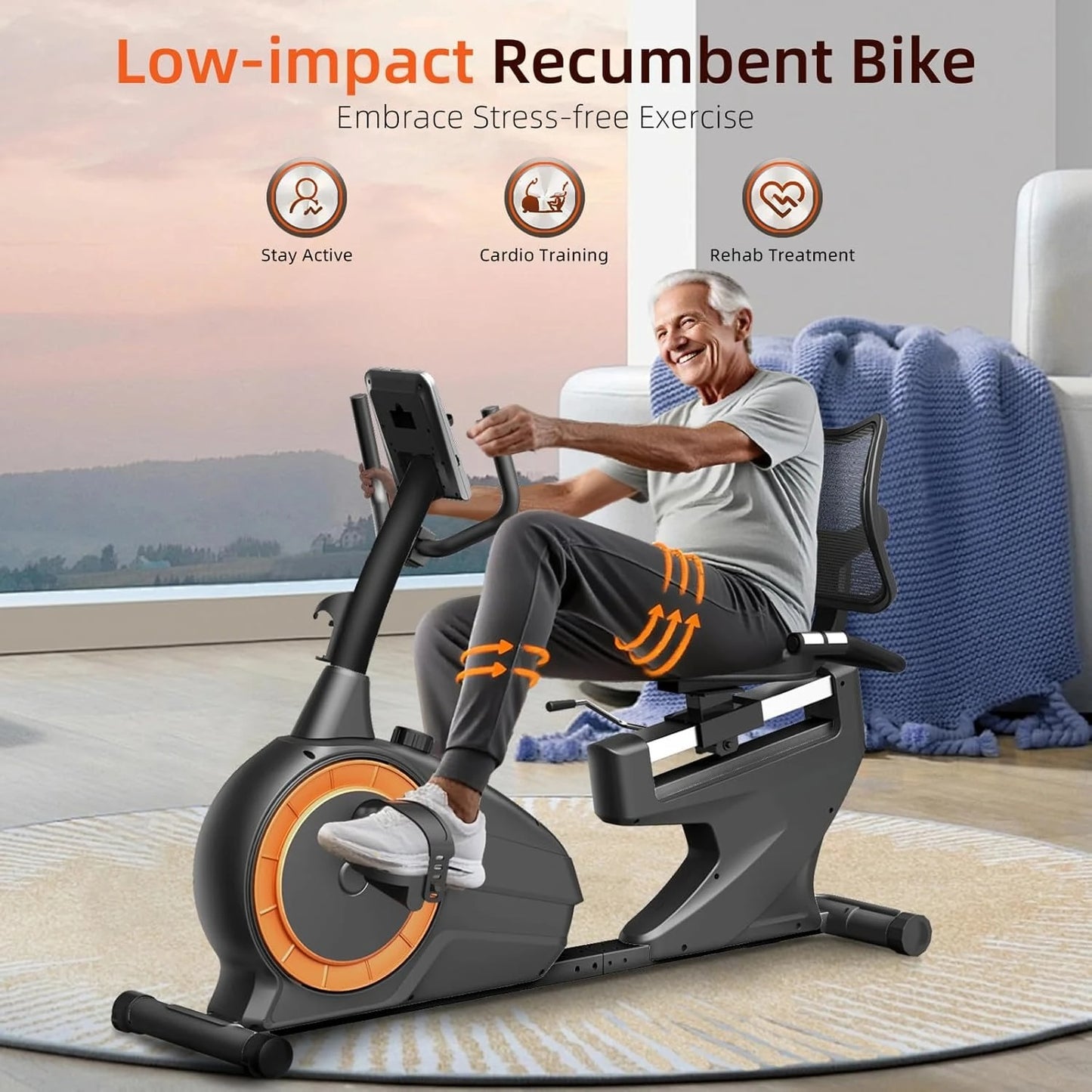 Recumbent Exercise Bike, Recumbent Stationary Bike for Home, Recumbent Bike 350LBS Weight Capacity, Magnetic, Customized