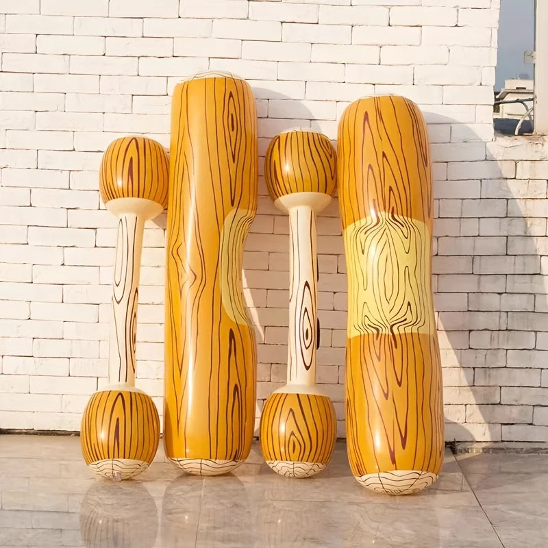 Fun Water Game with Inflatable Floating Wood Grain Patterned Bumper, Suitable for Outdoor Beaches, Pool Parties
