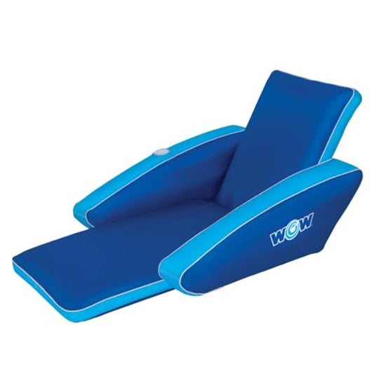 Inflatable Pool Party Lounge Chair for Adults - Summer Accessory - Blue and White Striped Design - Durable PVC Material - Comfo