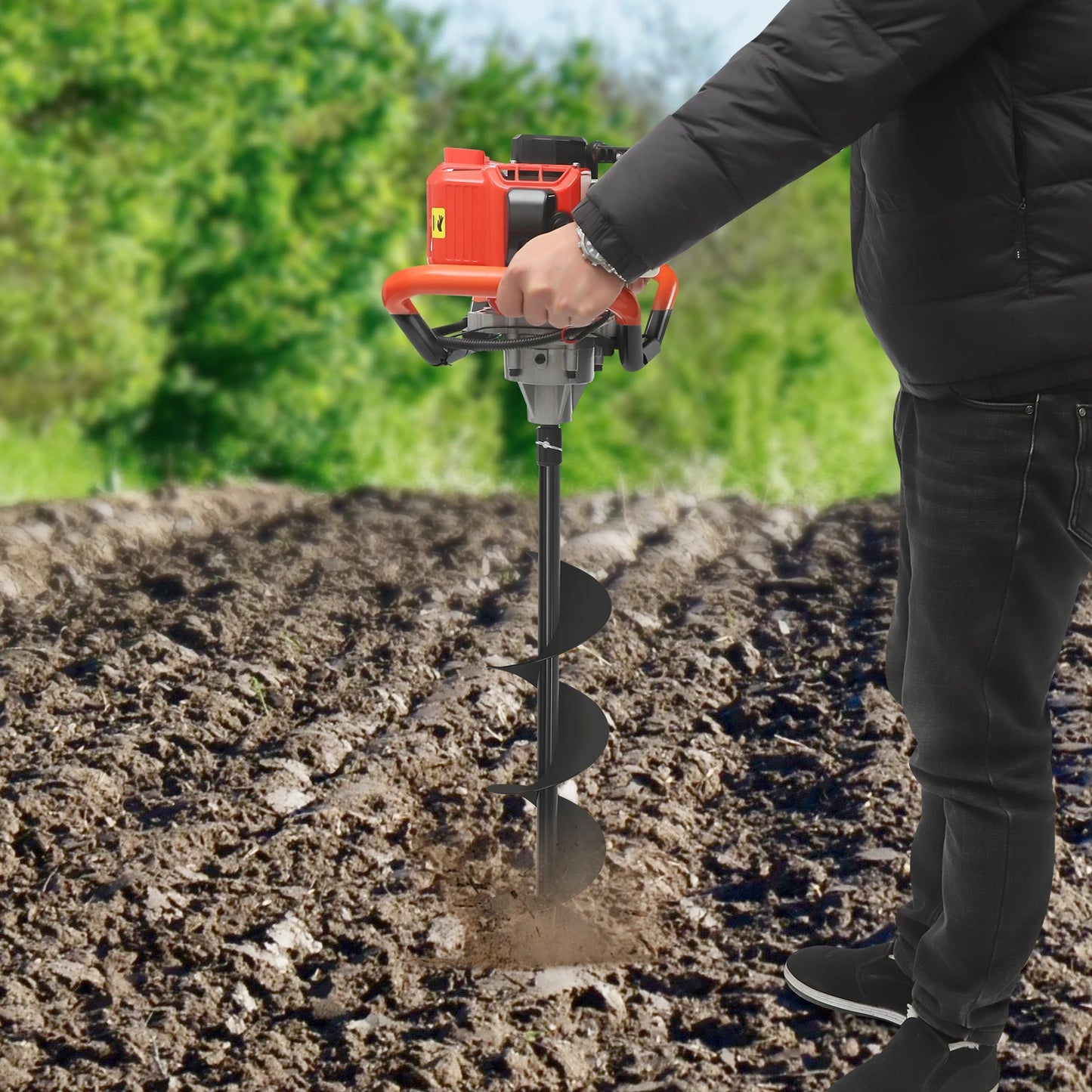2.3HP Earth Auger Digging Drill Machine Kit Post Hole Digger Hole Digging Machine with 3 Drill Bits for Planting Gardening
