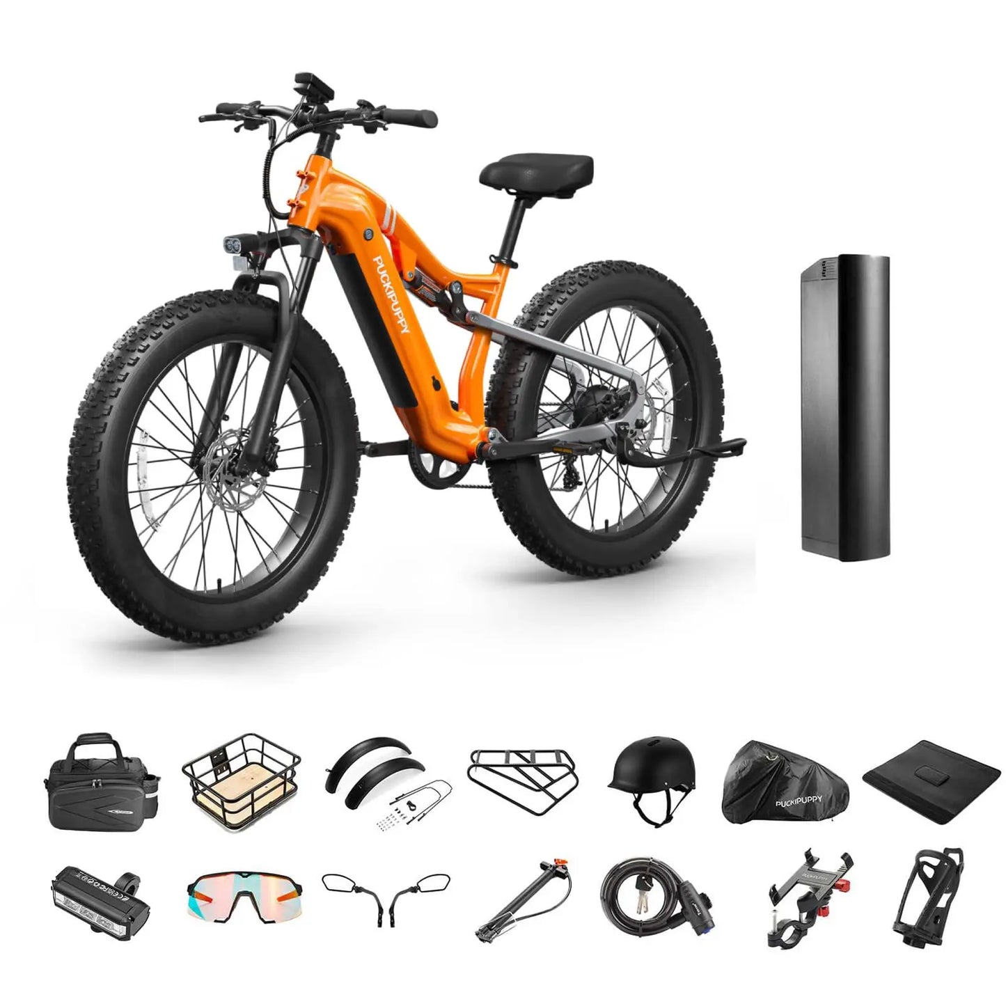 PUCKIPUPPY Labrador-pro Electric Bike 26" Fat Tire Full Suspension Electric Mountain Bike 1350W 48V 20AH Ebike 2-Year Warranty