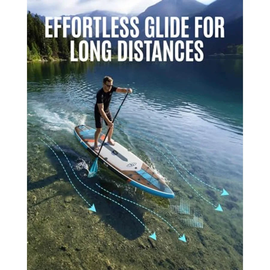 11'6 Extra Wide Inflatable Paddle Board Touring Stand Up Paddleboard Fast-Tracking SUP for Long-Distance Stable Center Fin Port