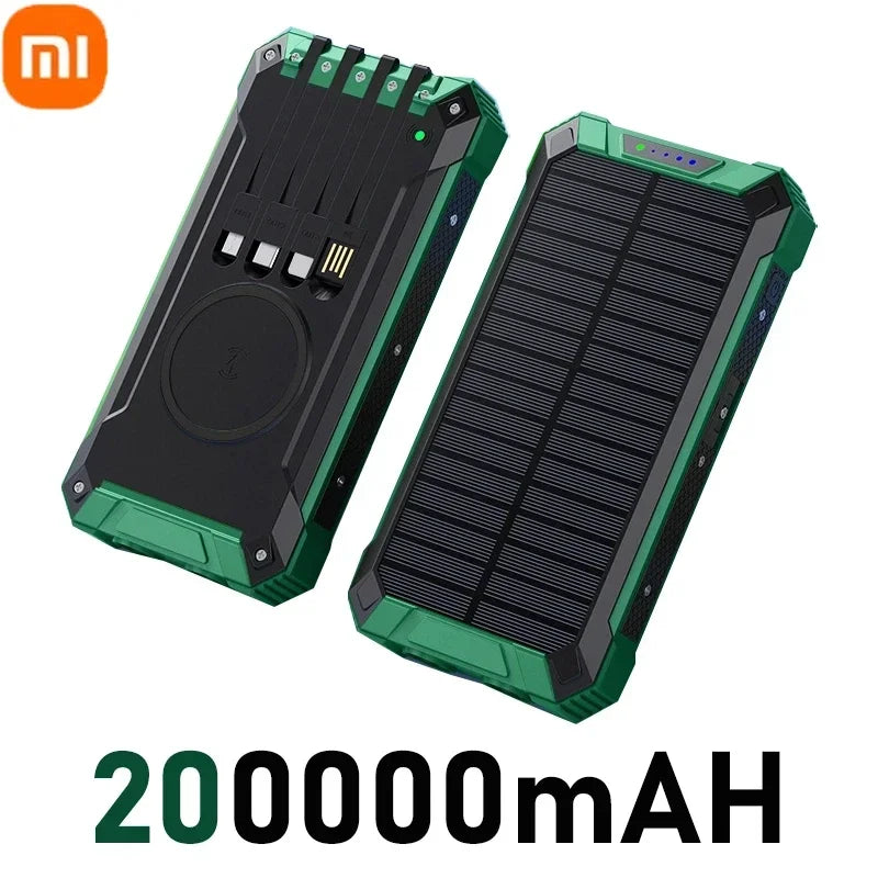 XIAOMI Solar Wireless Power Bank 200000mAh Large Capacity Fast Charging External Battery Outdoor Survival Emergency Equipment
