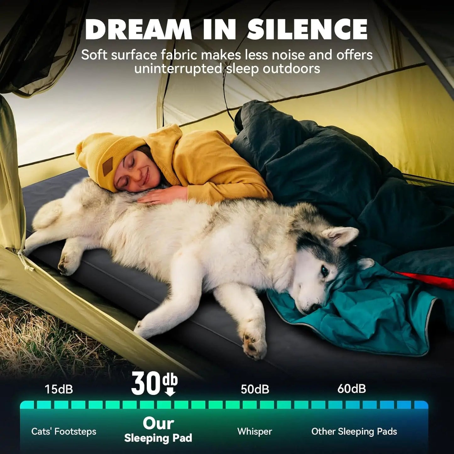 4" Thick Self Inflating Sleeping Pad,Foam & Air Camping Mattress,9.5 R-Value Insulated Sleeping Mat, Portable All Season Camping