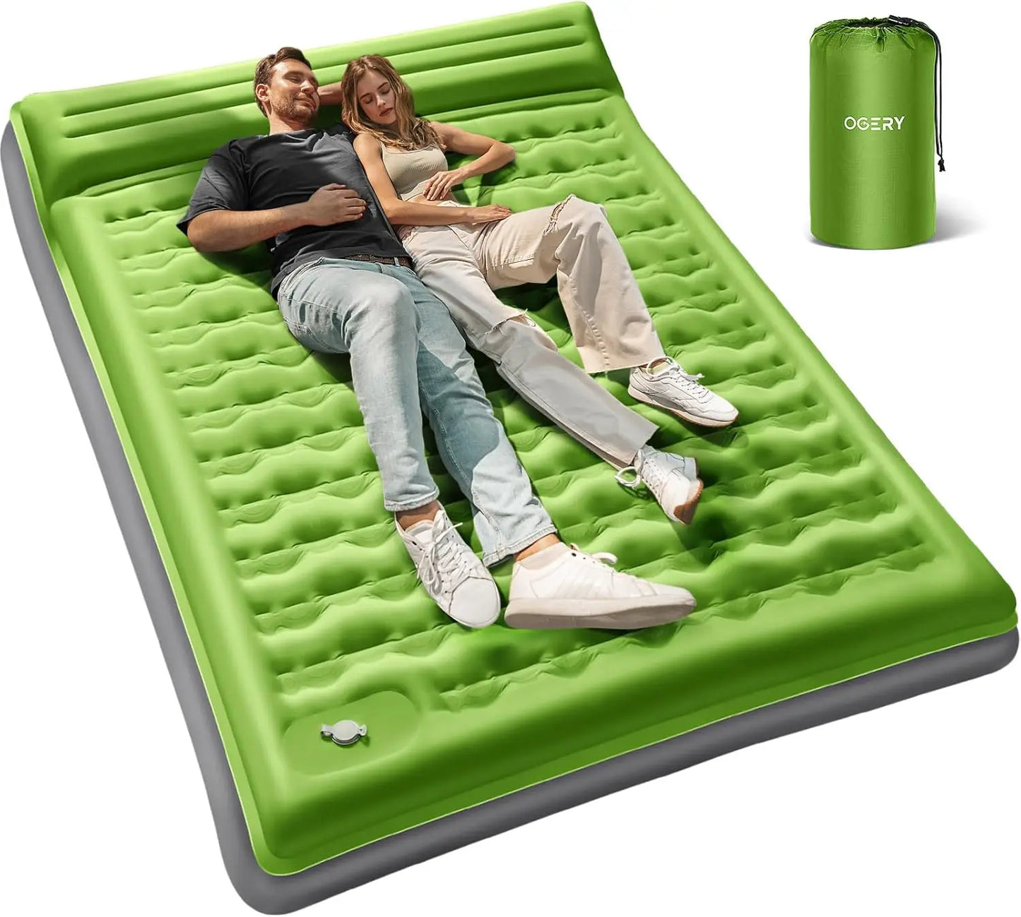 Sleeping Pad for Camping,6"Extra-Thick Reinforced Camping Sleeping Pad with Pillows,Built-in Foot Pump,Ultralight Self Inflating