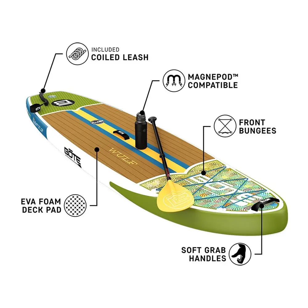 Wulf Aero Inflatable Stand Up Paddle Board Kit Includes Accessories Adjustable Paddle iSUP Travel Bag Blow Up Pump Safety SUP C