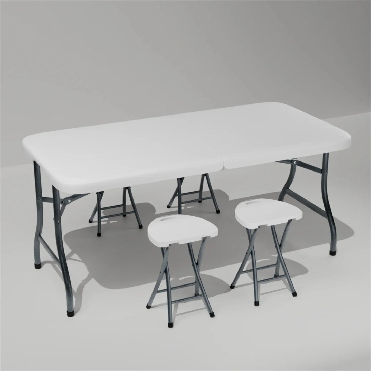 6ft Plastic Folding Table, Portable Folding Table, Outdoor Folding Picnic Table with Sturdy Handles on Both Sides