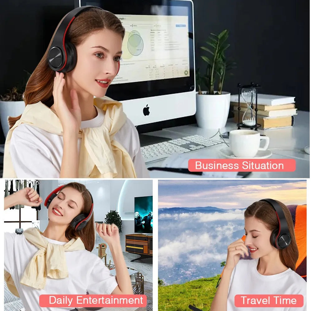 2026 Wireless Bluetooth Stereo Headset Upgrading Sports Overhead Earphone with Mic for Smart Phone TV PC Tablet - Music