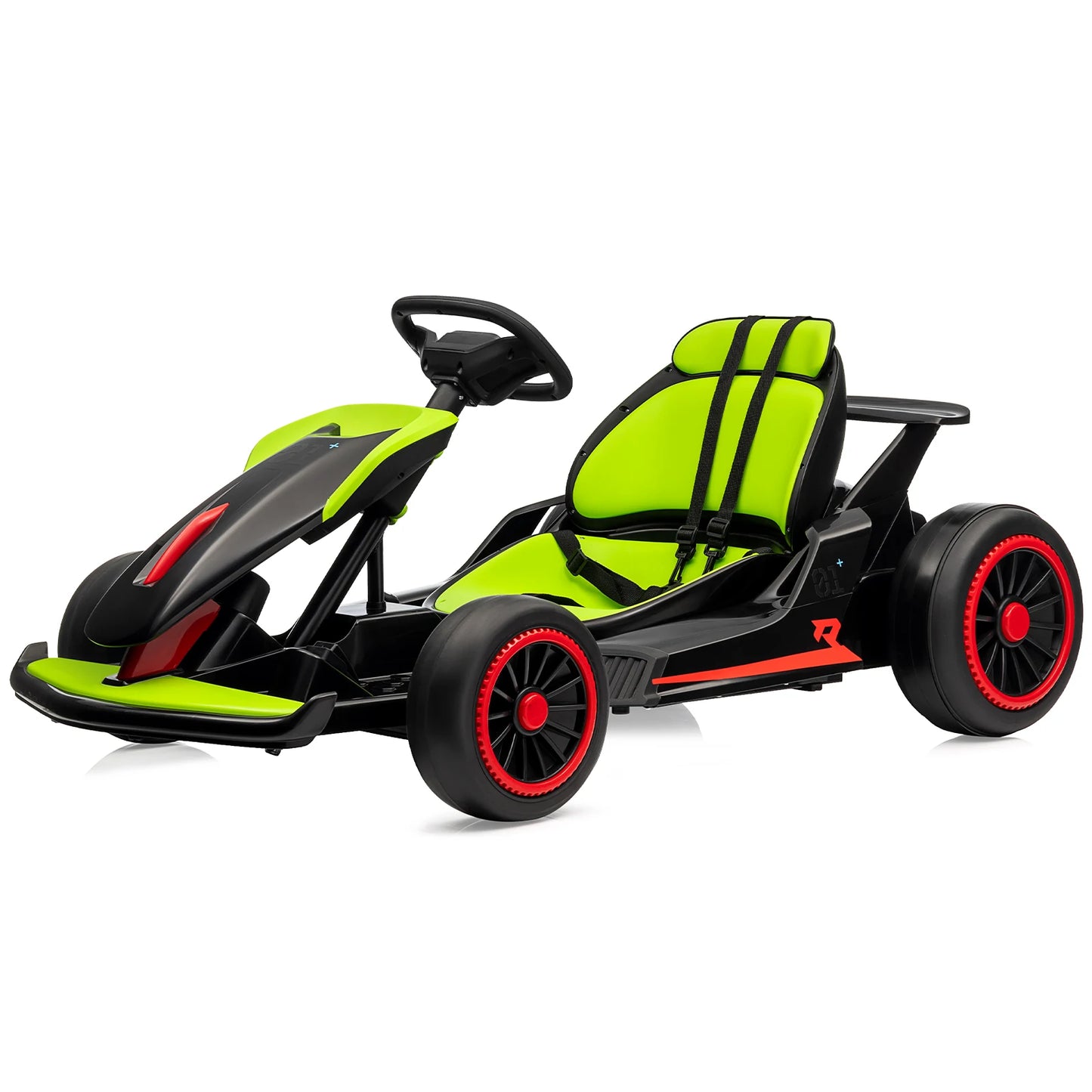 Electric Go Kart for Kids, 24V Drift Kart with 2X200W Strong Motor, 7AH Battery, Electric Pedals, Outdoor Race Ride-On Toys