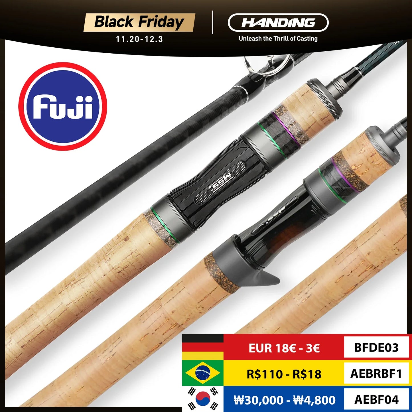 HANDING Magic L Micro BFS Fishing Rod 78g Carbon Fishing Rod Lure Weight 1-8g FUJI® O+A Guide Rings UL/L Casting Rod