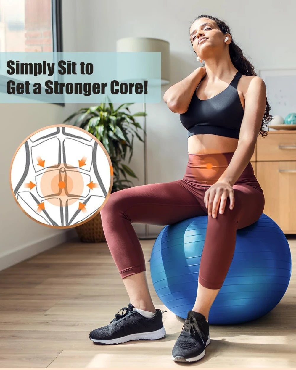 Yoga Ball Workout Ball, Explosion-proof Anti-Slip Stability Ball, Swiss Ball Physiotherapy, Balance Ball Chair