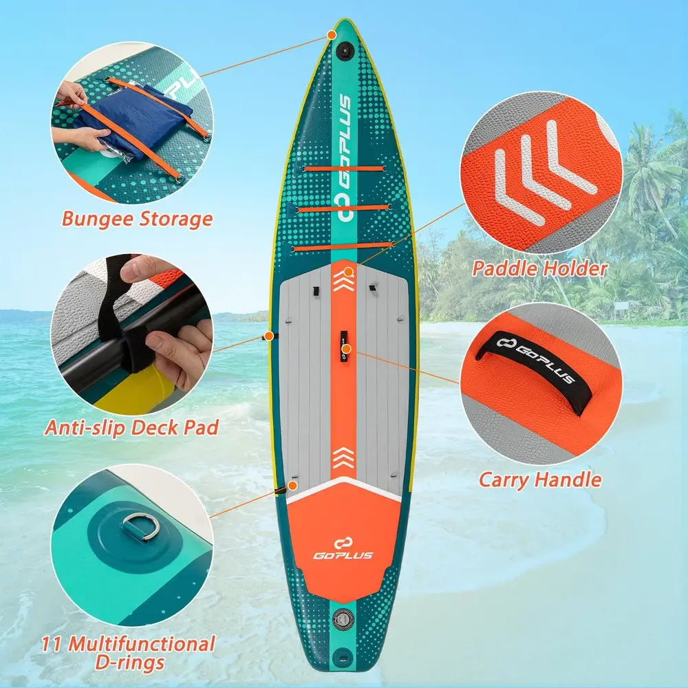 Inflatable Stand Up Paddle Board for Adults, 11FT SUP w Premium Kayak Seat, Adjustable Paddle, Leash, Hand Pump, Repair Kit, Wa