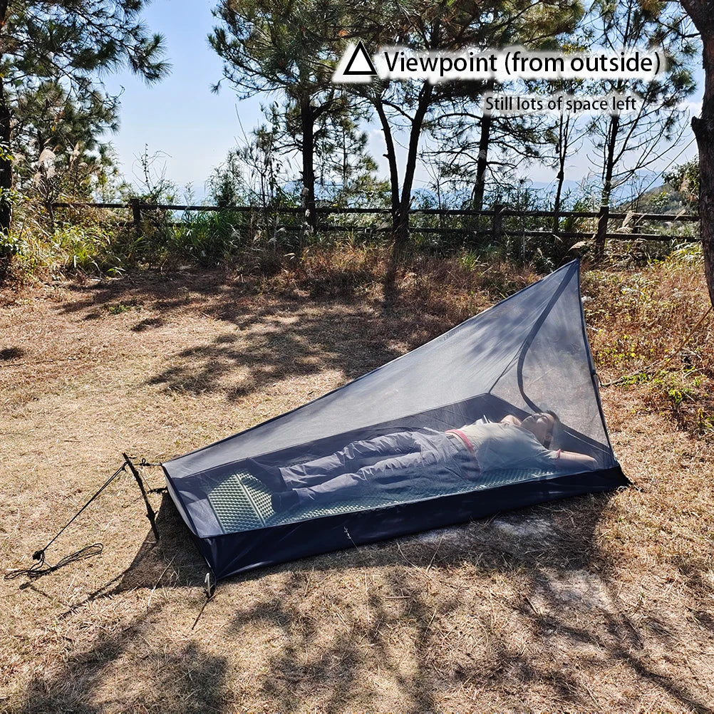 A-Tower Mesh Tent Outdoor Backpacking Camping Hiking Portable Inner Tent Anti-mosquito and Insect Solo Poleless Bivy Tent