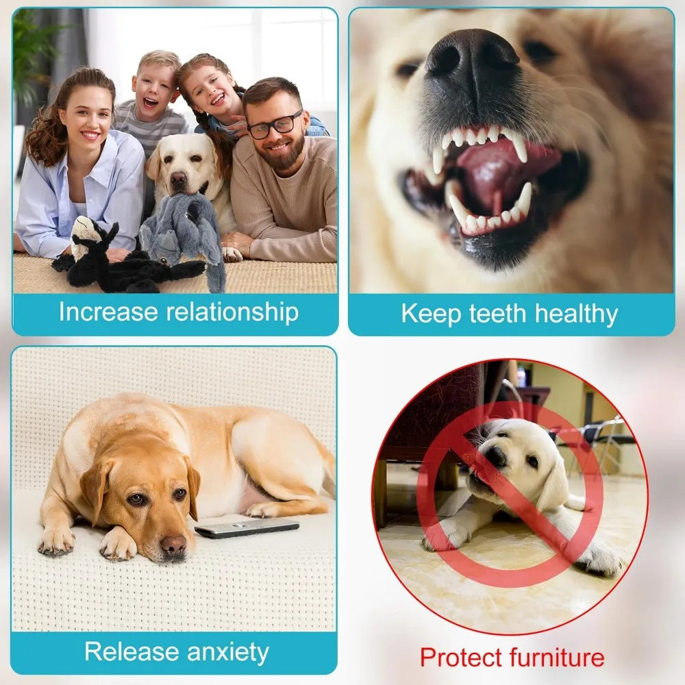 Sratte 10 Pcs Soft Dog Squeaky Toys No Stuffing Crinkle Dog Toy for Aggressive Chewers Durable Plush Teething Puppy Squeak Anima