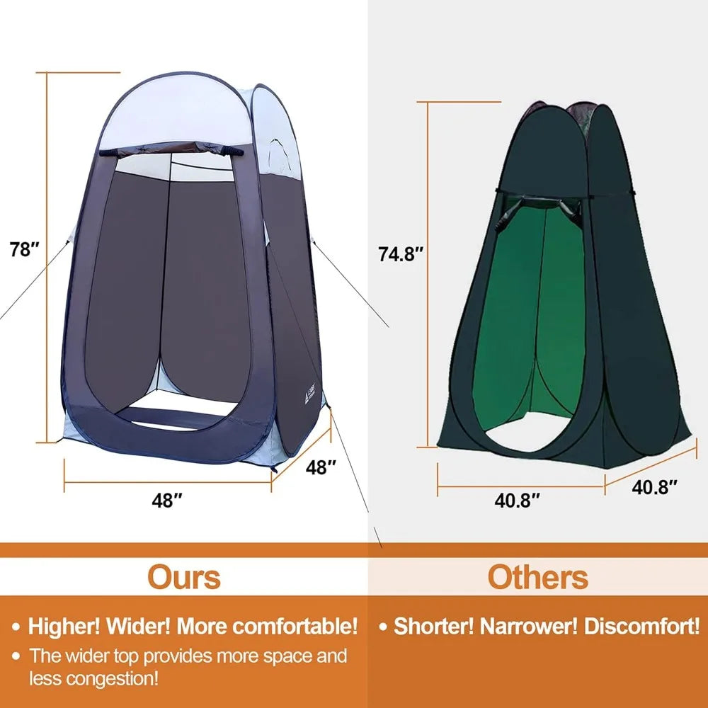 Extra-Large Pop-Up Shower Tent for Privacy - Leader Accessories 4' x 4' x 78 High, Portable Camping Changing Room Shelter