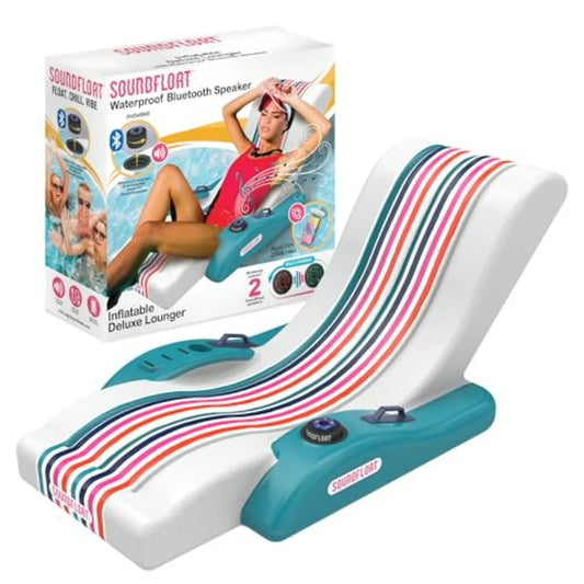 Inflatable Pool Lounger with Bluetooth IPX7 Waterproof Speaker Cup Holder for Adults Premium Floating Pool Chair for Pool Parti