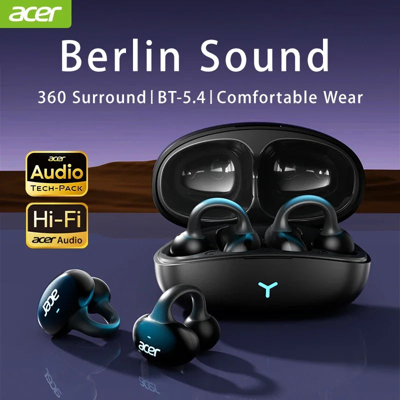 Acer OHR206 Clip-on OWS Bluetooth Earphpones IP5 Waterproof Dolby Sound Quality AAC/SBC Wireless Sports Bluetooth 5.4 Headphones