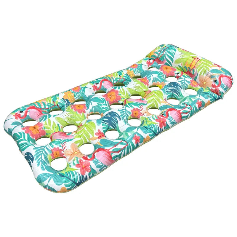 2026 Water Float Summer Beach Party Leaf Flamingo Hole Float Foldable Eco Friendly Thickened PVC Inflatable Mattress