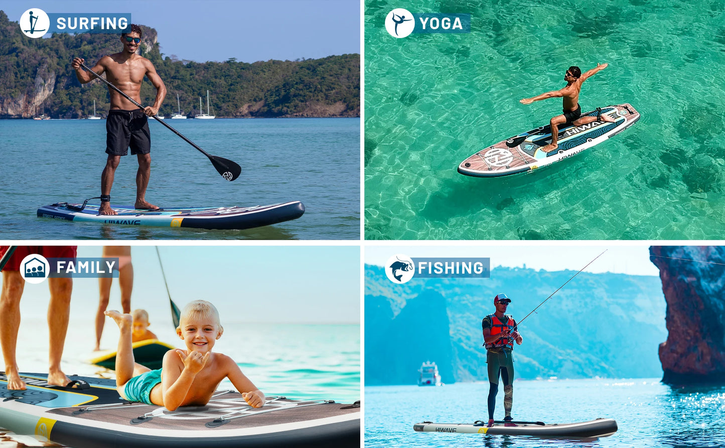 HIWAVE Waterproof Inflatable Paddle Sup Board Adult Standing Style Aquatic Fishing With Accessories SUB MYBOAT