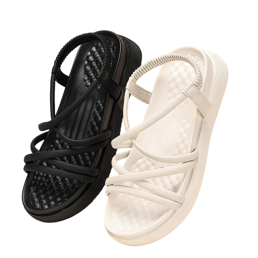 Women'S Beach Sandals Thin Strap Platform Shoes 2026 Summer New Soft Sole Sporty Sandals Versatile Flat Shoes