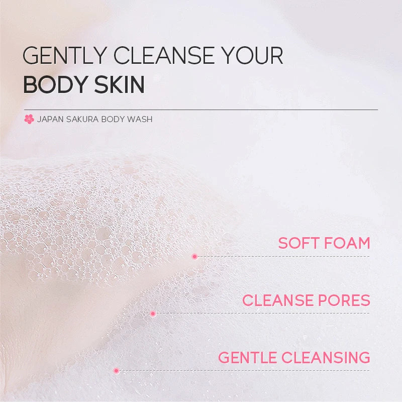 LAIKOU Japan Sakura Body Wash+Shampoo Set Deep Cleanse Nourish Hydrate Skin&Hair 200ml