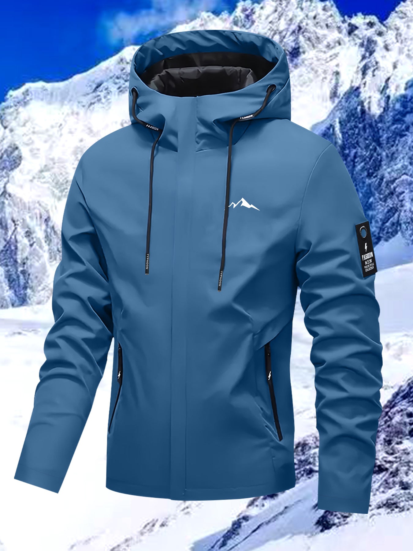 New Couple's Snow Mountain Print Jacket, All-Weather Windproof Outdoor Hiking Jacket for Men and Women