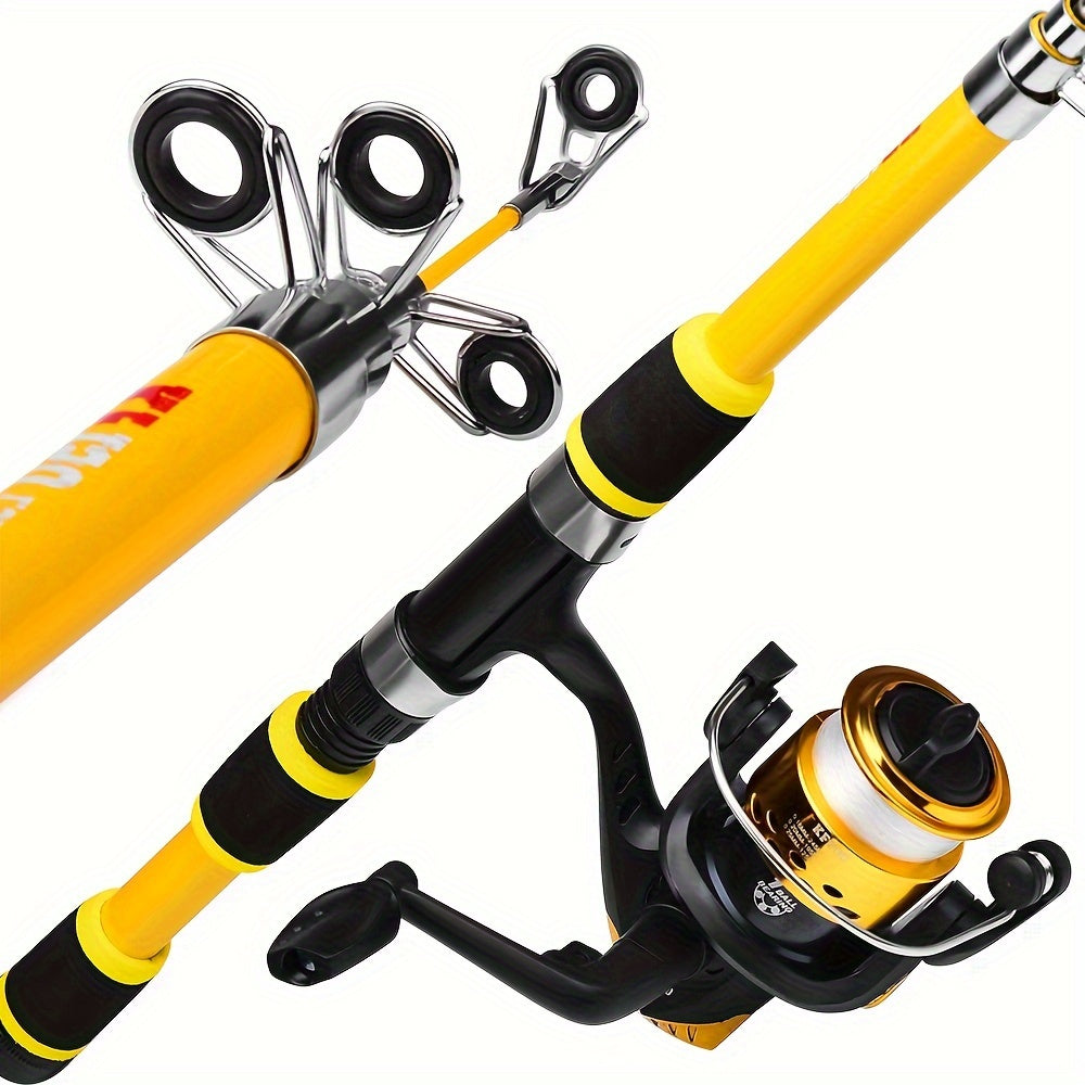 PRO BEROS Telescopic Fishing Rod 4.9ft/5.6ft Heavy-Duty Fiber Baitcasting Pole - Collapsible Power Rod with Spinning Compatible for Freshwater/Saltwater Fishing, Portable for /boat (Ideal for Trout, Bass, Pike) - Ideal