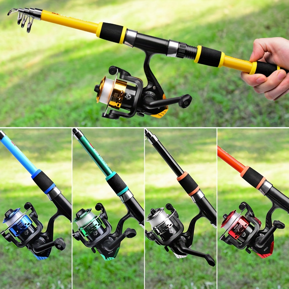PRO BEROS Telescopic Fishing Rod 4.9ft/5.6ft Heavy-Duty Fiber Baitcasting Pole - Collapsible Power Rod with Spinning Compatible for Freshwater/Saltwater Fishing, Portable for /boat (Ideal for Trout, Bass, Pike) - Ideal