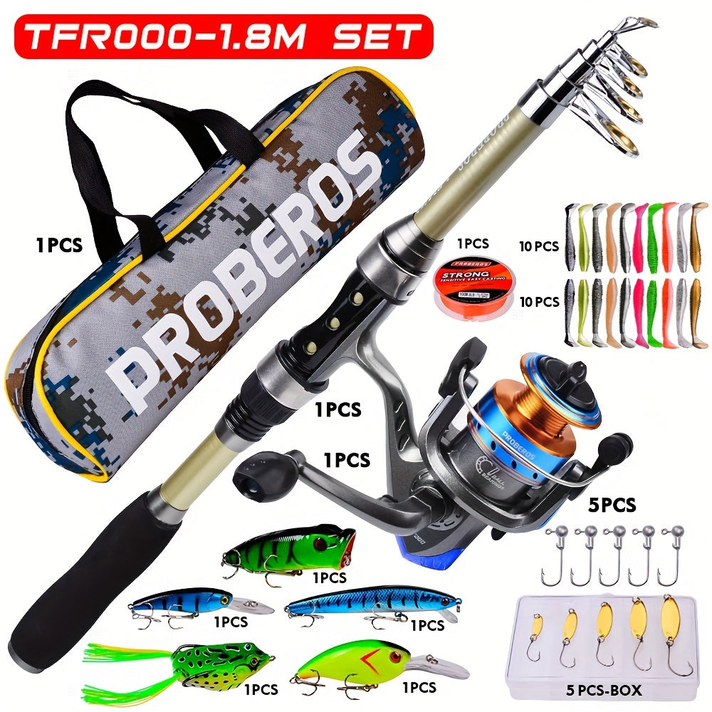 Ultralight Carbon Fishing Rod Set with Spinning Wheel and Long Cast Capability - Complete Tackle Package for Sea Fishing