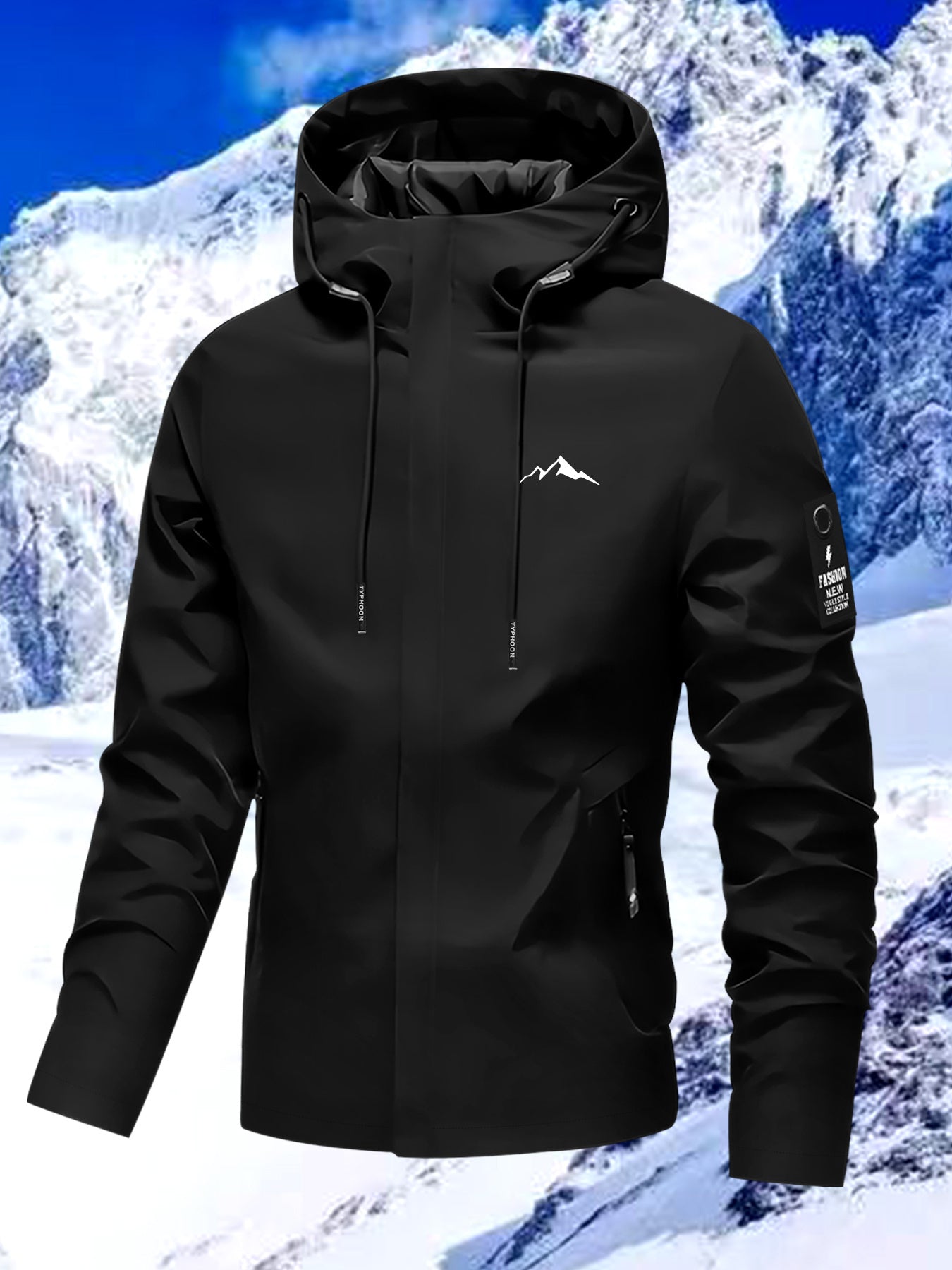New Couple's Snow Mountain Print Jacket, All-Weather Windproof Outdoor Hiking Jacket for Men and Women