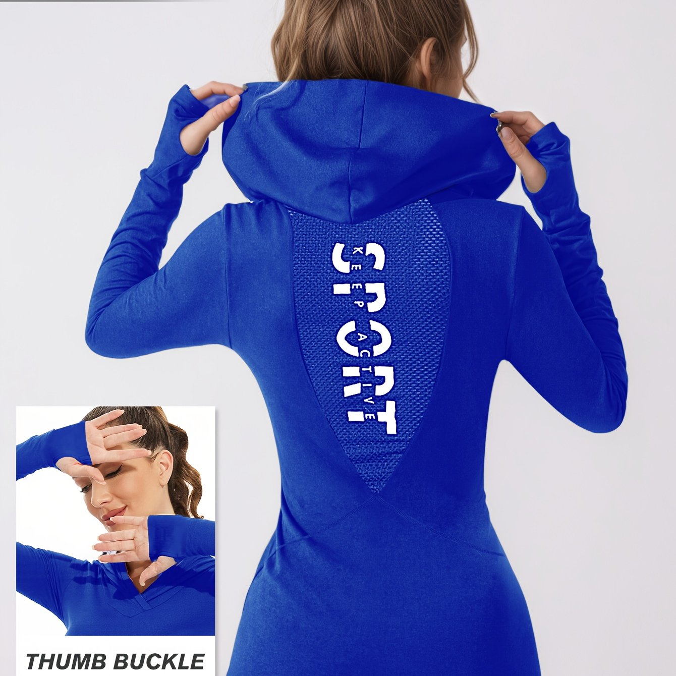 Women's Workout Hoodie - Quick-Dry Yoga Jacket with Thumb Buckle, Slim Fit Gym Sweatsuit, Stretchy Long Sleeve Athletic Top for Running, Training, Yoga - All-Season Women's Fitness Apparel, Running Gear, Sporty Design, Mesh P
