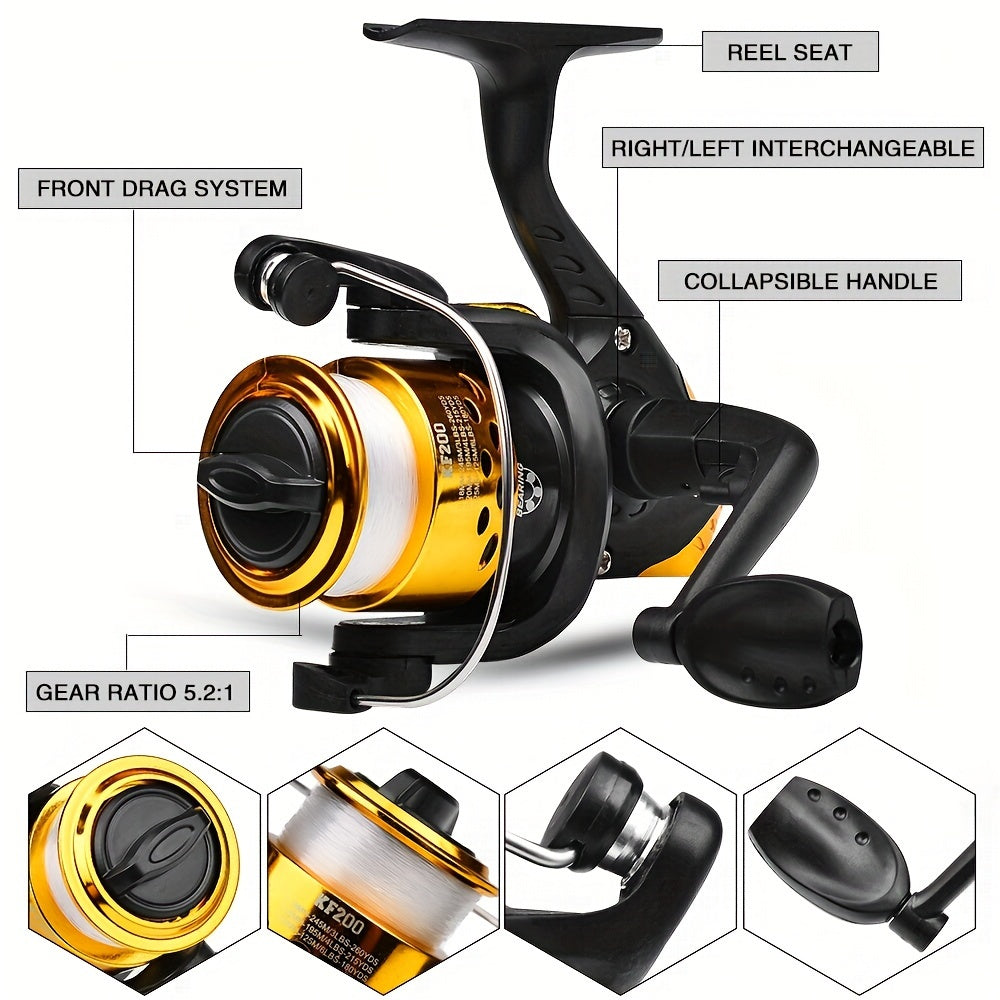 PRO BEROS Telescopic Fishing Rod 4.9ft/5.6ft Heavy-Duty Fiber Baitcasting Pole - Collapsible Power Rod with Spinning Compatible for Freshwater/Saltwater Fishing, Portable for /boat (Ideal for Trout, Bass, Pike) - Ideal