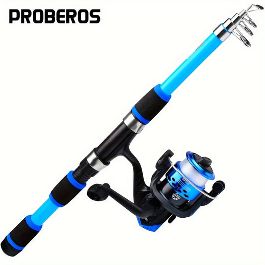 PRO BEROS Telescopic Fishing Rod 4.9ft/5.6ft Heavy-Duty Fiber Baitcasting Pole - Collapsible Power Rod with Spinning Compatible for Freshwater/Saltwater Fishing, Portable for /boat (Ideal for Trout, Bass, Pike) - Ideal