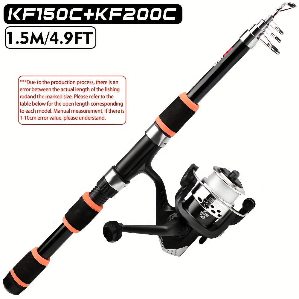 PRO BEROS Telescopic Fishing Rod 4.9ft/5.6ft Heavy-Duty Fiber Baitcasting Pole - Collapsible Power Rod with Spinning Compatible for Freshwater/Saltwater Fishing, Portable for /boat (Ideal for Trout, Bass, Pike) - Ideal