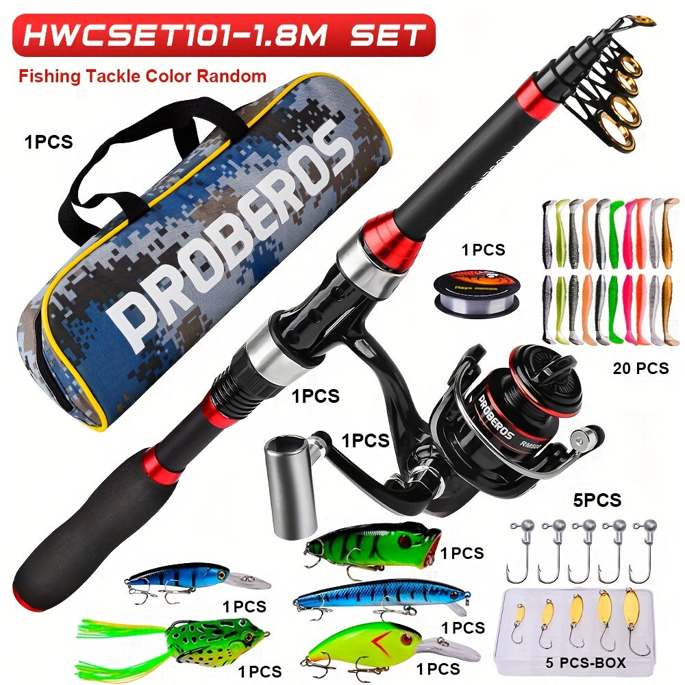 Ultralight Carbon Fishing Rod Set with Spinning Wheel and Long Cast Capability - Complete Tackle Package for Sea Fishing