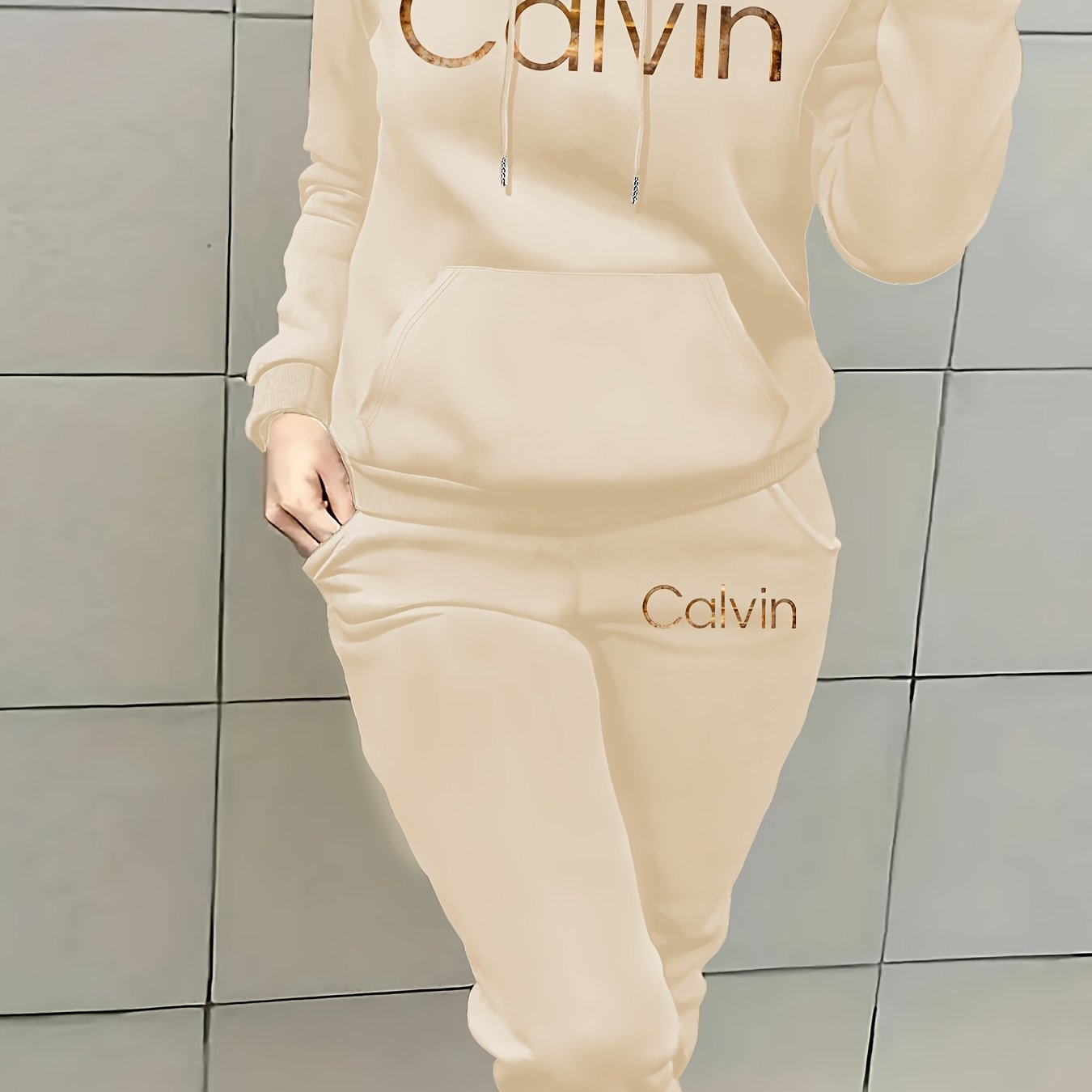 Graphic Print Two Piece Set | Crew Neck Sweatshirt & Pants, Women'S Casual Hooded Drawstring Sweatshirt Set for Fall/Winter