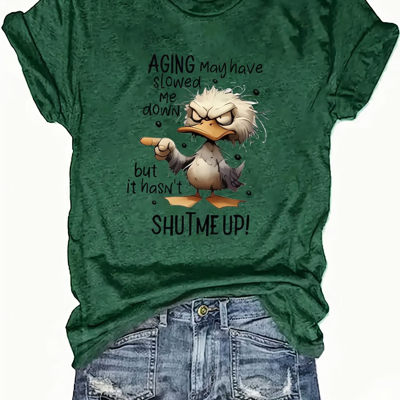 2025 Summer Collection, Women's Short Sleeve Casual Print Round Neck Top, Elegant
