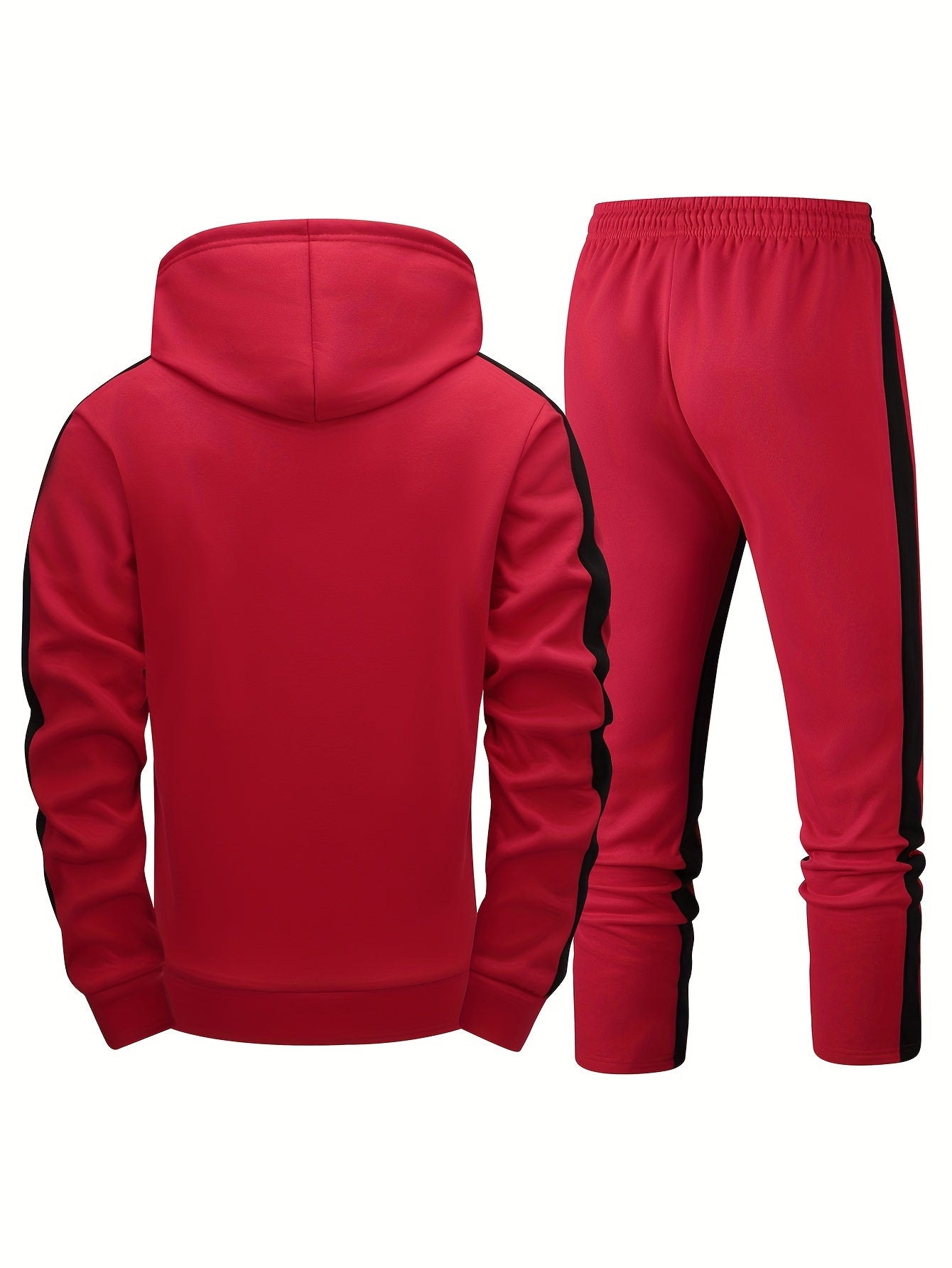 Europe and the United States Men's long-sleeved hoodie two-piece fashion casual sports suit Men's patchwork hoodie