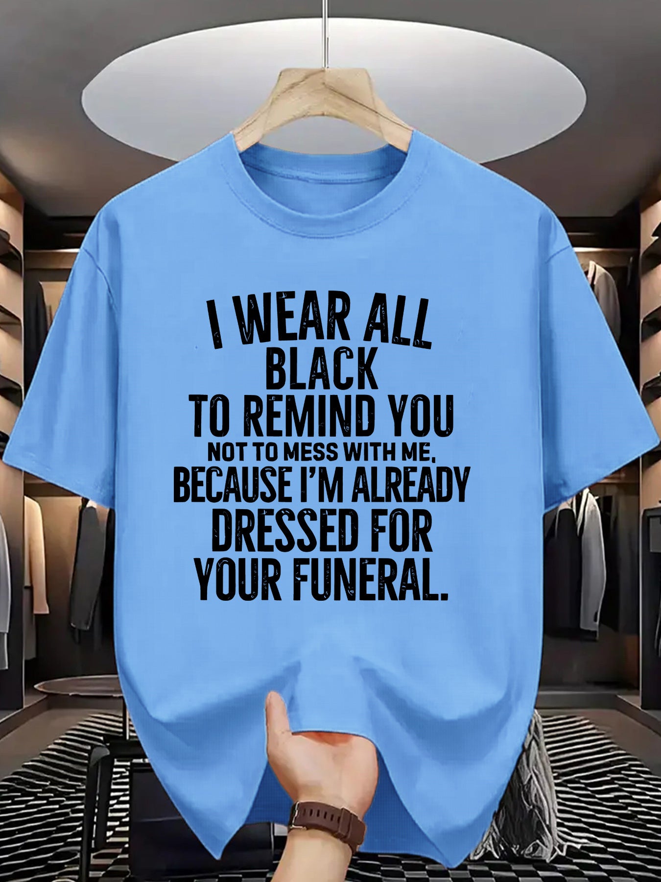 Funny Funeral Threat T-Shirt - "I Wear All Black to Remind You Not to Mess with Me" Saying - Olive Green Crew Neck Tee - Lightweight Summer Shirt for Men & Women - Casual Casual Attire Costume Party Outfit - Sarcastic Dark Hu