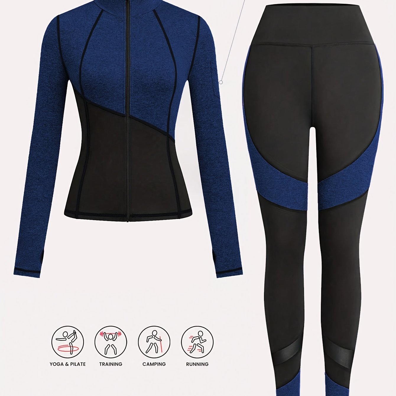 Yoga Outfit Set, a Two-Piece Yoga Ensemble Including a Jacket And Leggings, Women'S Jogging Sportswear, Yoga Fitness Workout Set.