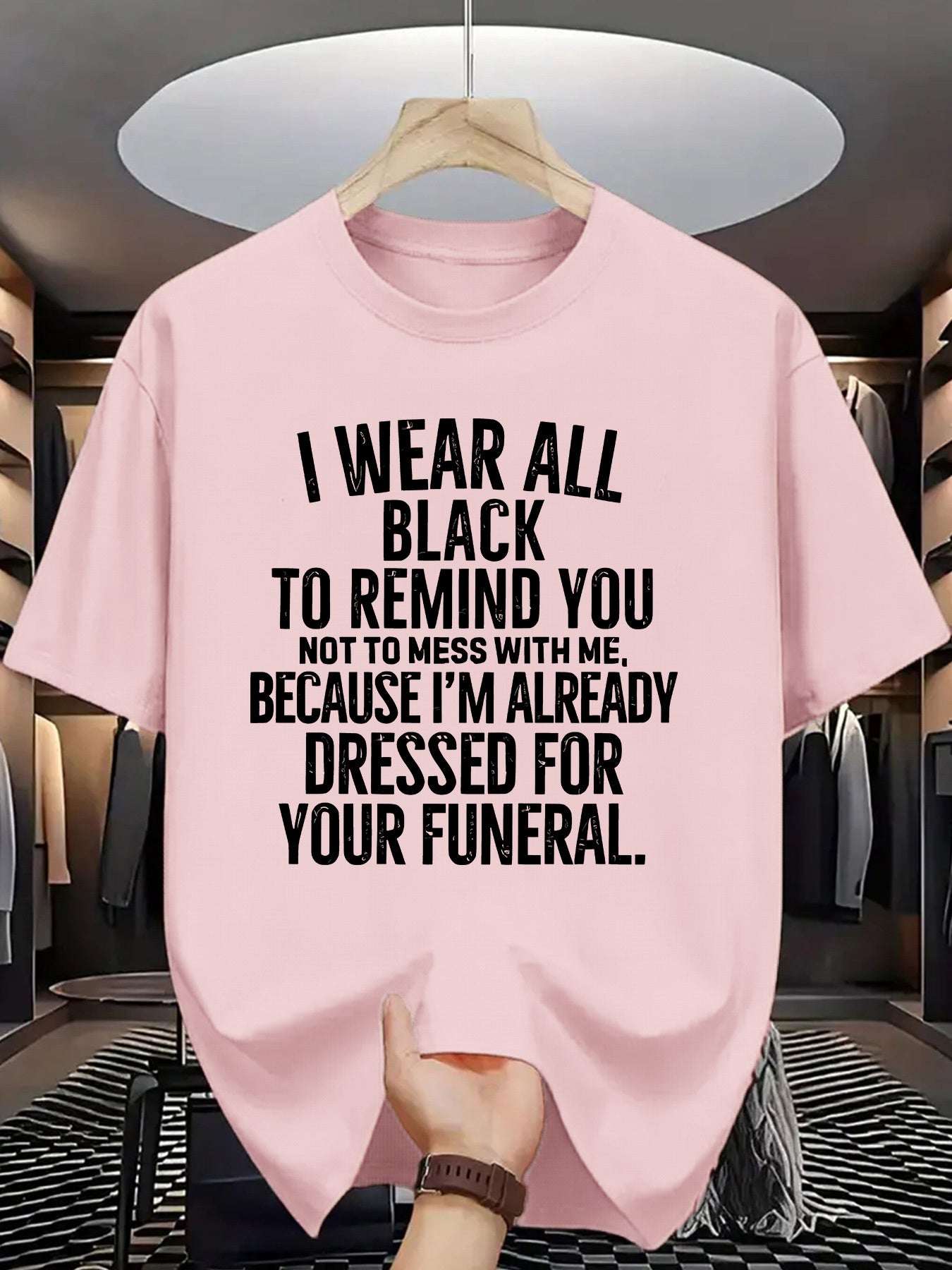 Funny Funeral Threat T-Shirt - "I Wear All Black to Remind You Not to Mess with Me" Saying - Olive Green Crew Neck Tee - Lightweight Summer Shirt for Men & Women - Casual Casual Attire Costume Party Outfit - Sarcastic Dark Hu