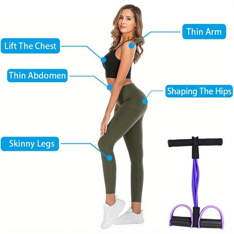 Six-Tube Upgraded High-Tension Resistance Band - Ergonomic Design, Durable Purple Resistance Bands, Suitable for Home Gym, Cardio Exercise, and Strength Training, Exercise Accessory, Fashionable Sports Equipment, Comfortable