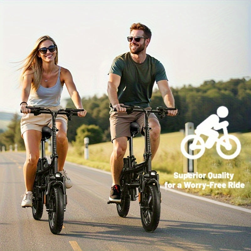 48V 10AH Removable Battery, Folding Electric Bike|350W Motor|48V Battery|14-Inch Tires|Portable Commuter E-Bike For City Riding& Outdoor Adventures | Long-Range Lithium Battery | Portable Compact Design | Durable Frame | LED