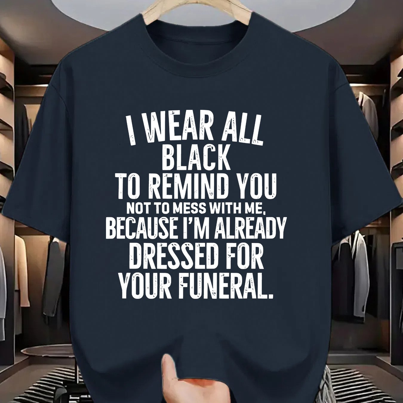Funny Funeral Threat T-Shirt - "I Wear All Black to Remind You Not to Mess with Me" Saying - Olive Green Crew Neck Tee - Lightweight Summer Shirt for Men & Women - Casual Casual Attire Costume Party Outfit - Sarcastic Dark Hu